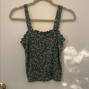 American Eagle Outfitters Green Smocked Camisole Top